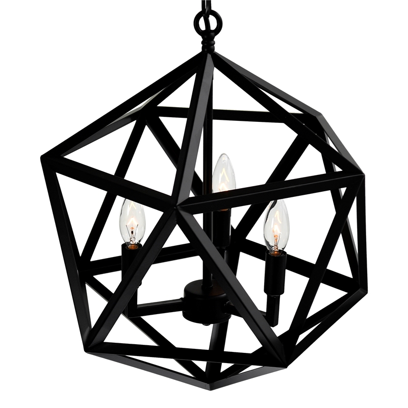 CWI Lighting Amazon 3 Light Up Farmhouse Metal Pendant in Black