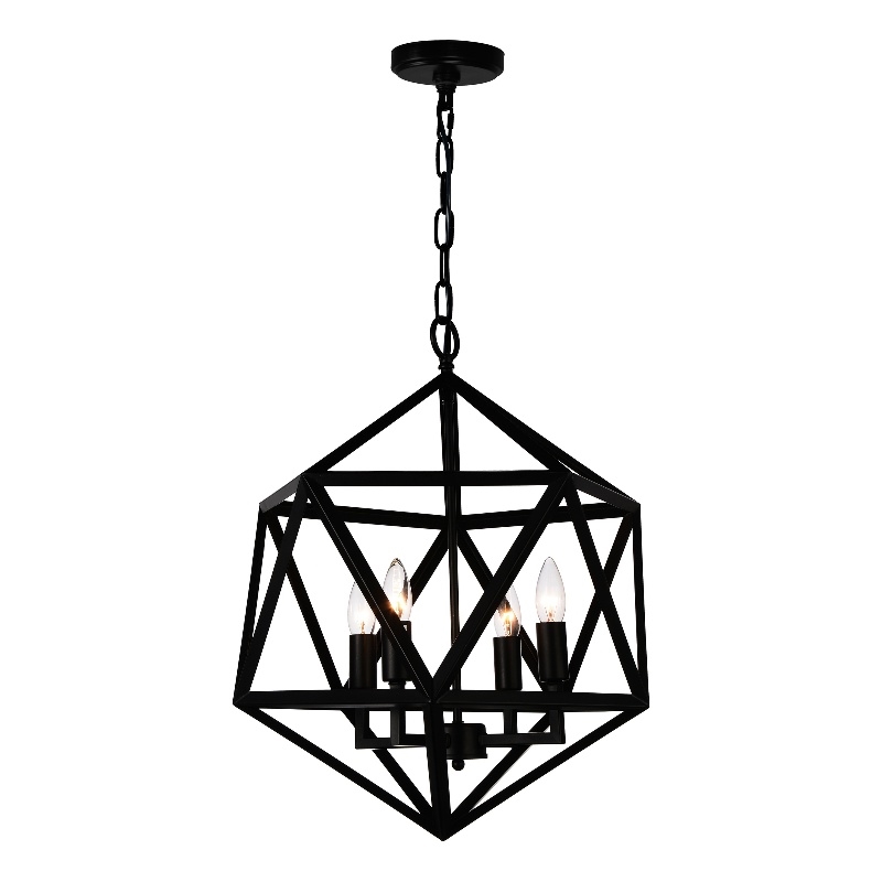 CWI Lighting Amazon 4 Light Up Farmhouse Metal Pendant in Black