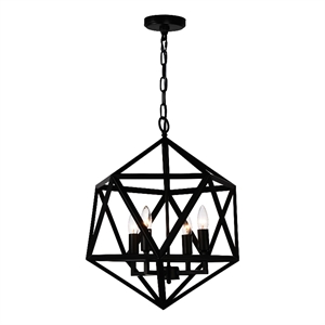 CWI Lighting Amazon 4 Light Up Farmhouse Metal Pendant in Black