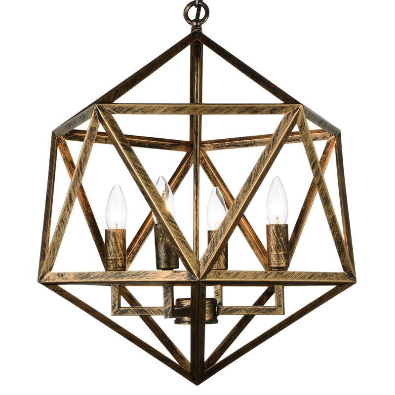 CWI Lighting Amazon 4 Light Up Farmhouse Metal Pendant in Antique Forged Copper