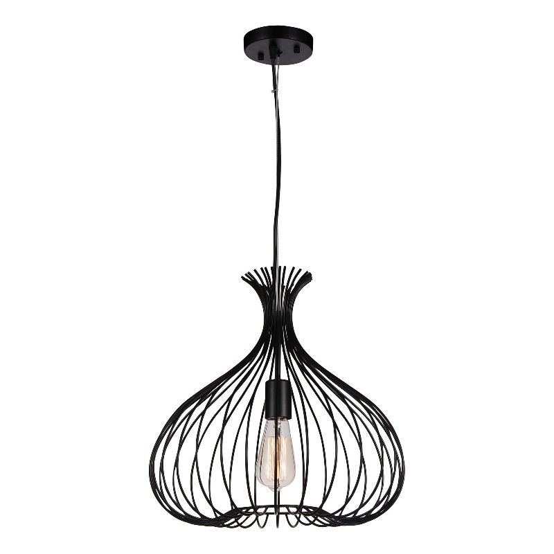CWI Lighting Darleen 1 Light Down Farmhouse Metal Pendant in Black