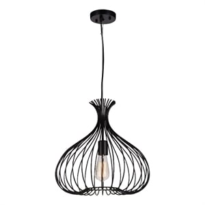 CWI Lighting Darleen 1 Light Down Farmhouse Metal Pendant in Black