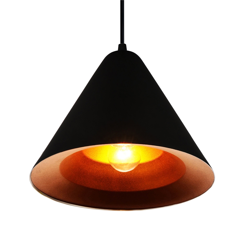CWI Lighting Keila 1 Light Down Contemporary Metal Pendant in Black/Gold
