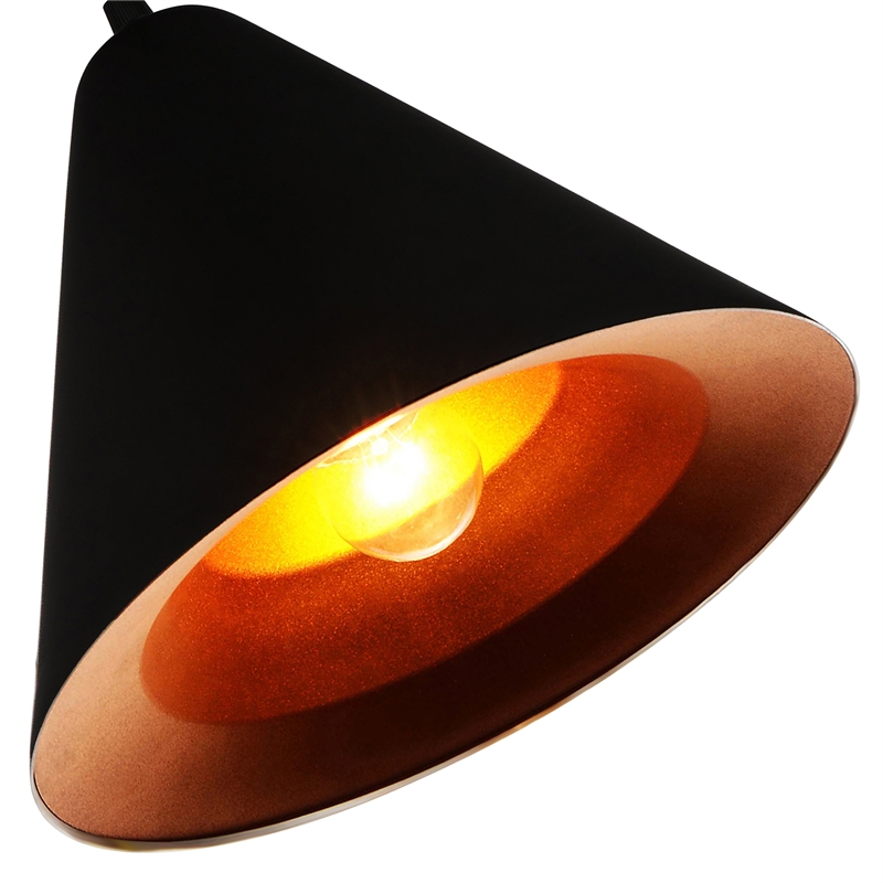 CWI Lighting Keila 1 Light Down Contemporary Metal Pendant in Black/Gold