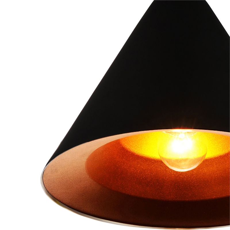 CWI Lighting Keila 1 Light Down Contemporary Metal Pendant in Black/Gold