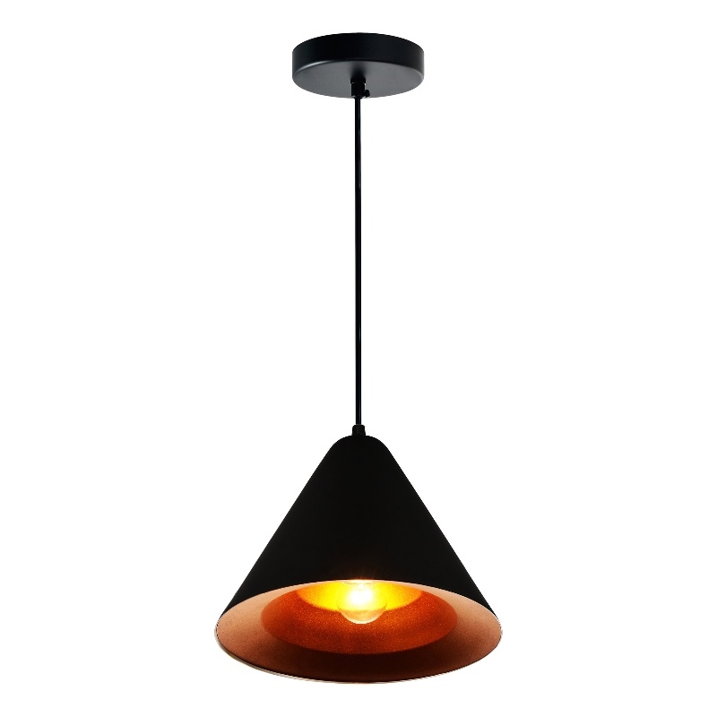 CWI Lighting Keila 1 Light Down Contemporary Metal Pendant in Black/Gold