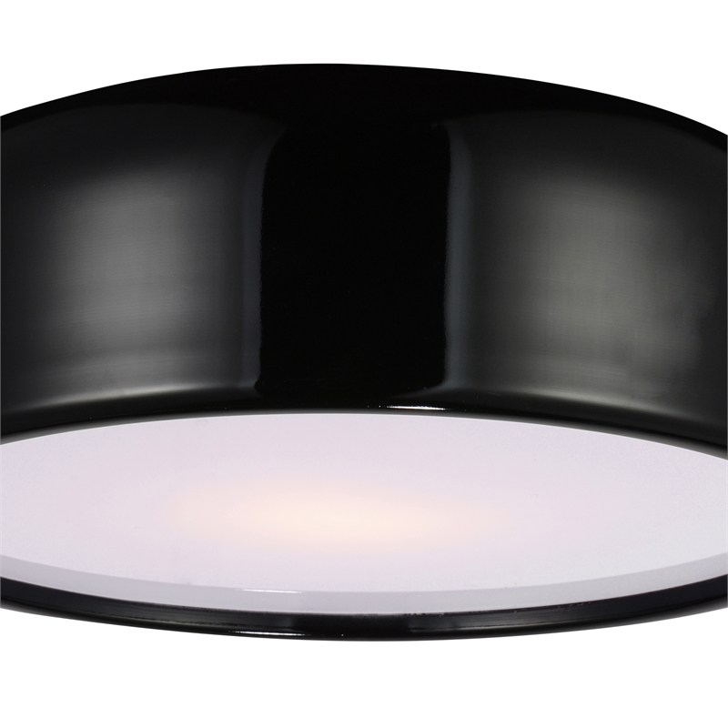 CWI Lighting Campton 2 Light Drum Shade Contemporary Metal Flush Mount in Black