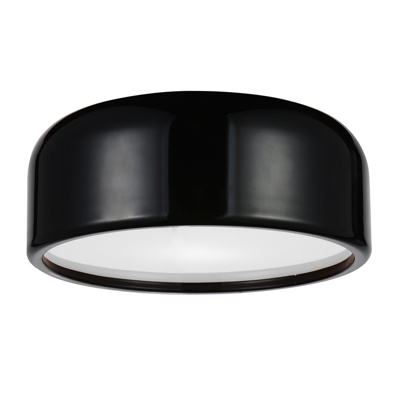 CWI Lighting Campton 2 Light Drum Shade Contemporary Metal Flush Mount in Black