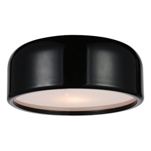 CWI Lighting Campton 2 Light Drum Shade Contemporary Metal Flush Mount in Black