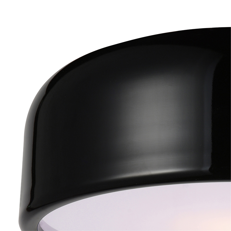 CWI Lighting Campton 3 Light Drum Shade Contemporary Metal Flush Mount in Black