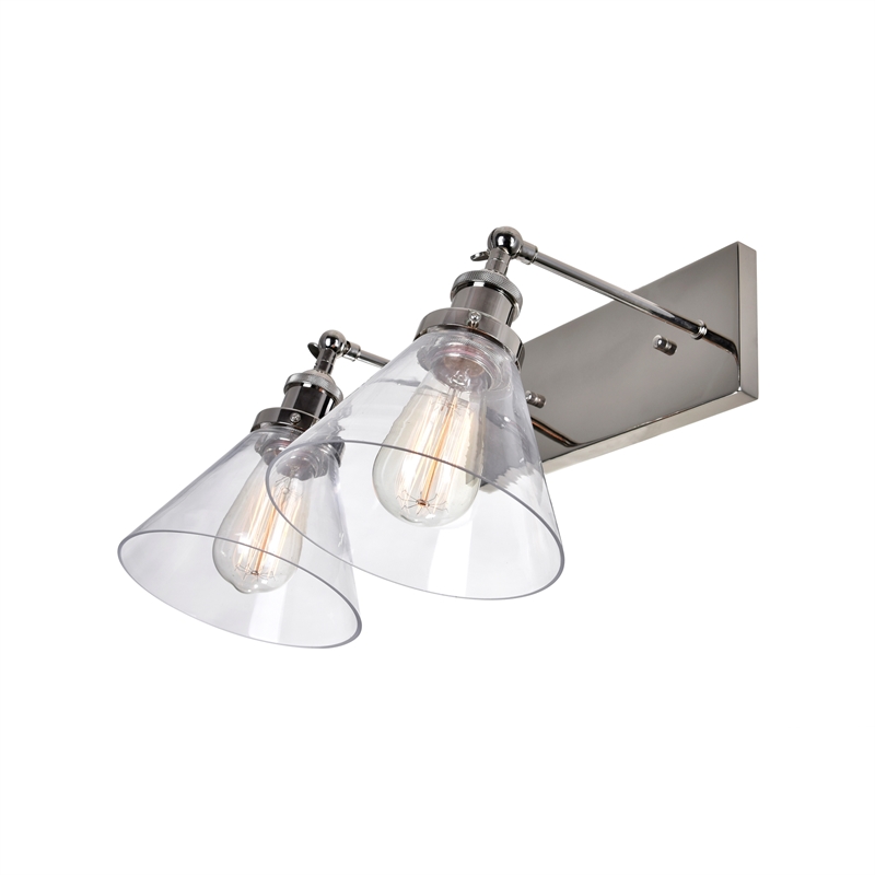 CWI Lighting Eustis 2 Light Metal Wall Sconce in Polished Nickel