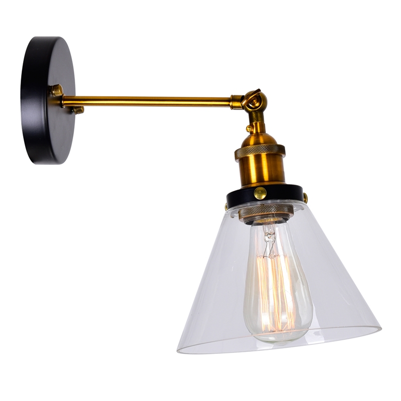 CWI Lighting Eustis 1 Light Contemporary Metal Wall Sconce in Black/Gold Brass