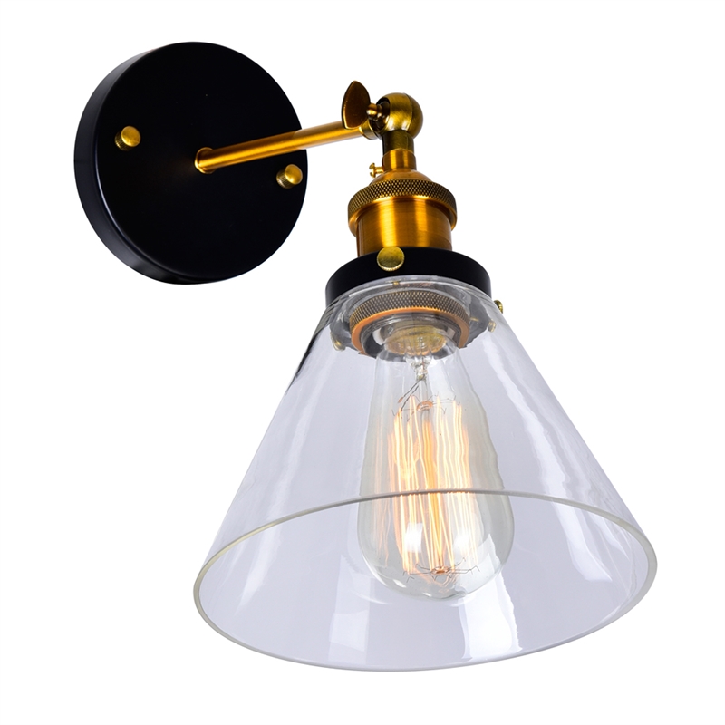 CWI Lighting Eustis 1 Light Contemporary Metal Wall Sconce in Black/Gold Brass