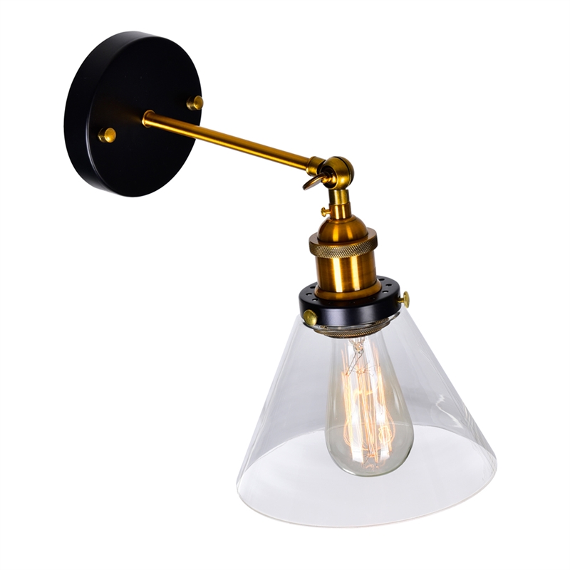 CWI Lighting Eustis 1 Light Contemporary Metal Wall Sconce in Black/Gold Brass