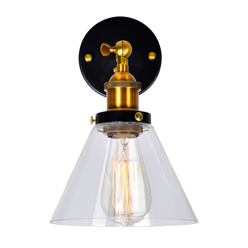 CWI Lighting Eustis 1 Light Contemporary Metal Wall Sconce in Black/Gold Brass