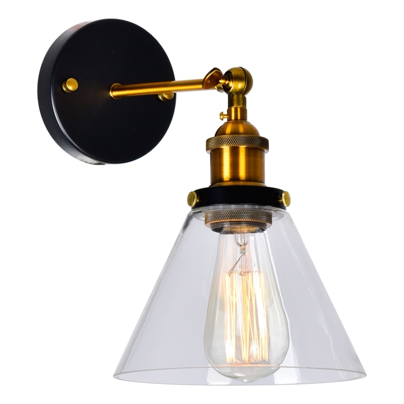 CWI Lighting Eustis 1 Light Contemporary Metal Wall Sconce in Black/Gold Brass