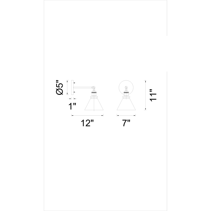 CWI Lighting Eustis 1 Light Metal Wall Sconce in Polished Nickel