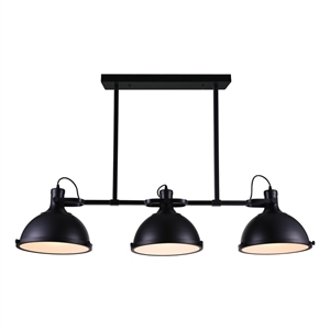 CWI Lighting Strum 3 Light Farmhouse Metal Island Chandelier in Black