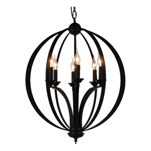CWI Lighting Drift 6 Light Up Contemporary Metal Chandelier in Black