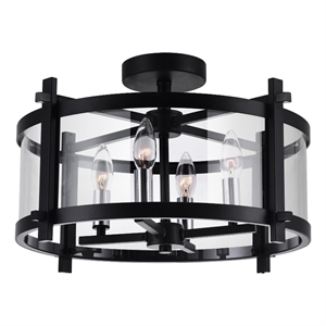 CWI Lighting Miette 4 Light Metal Cage Indoor Flush Mount in Black