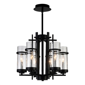 CWI Lighting Sierra 6 Light Up Contemporary Metal Chandelier in Black