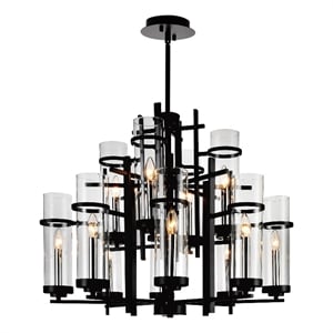 CWI Lighting Sierra 12 Light Up Contemporary Metal Chandelier in Black