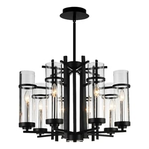 CWI Lighting Sierra 8 Light Up Contemporary Metal Chandelier in Black