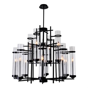 CWI Lighting Sierra 12 Light Up Contemporary Metal Chandelier in Black