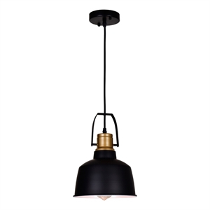 CWI Lighting Elisa 1 Light Down Contemporary Metal Pendant in Black