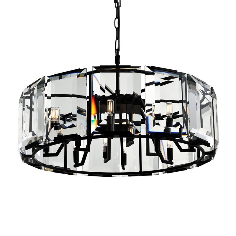 CWI Lighting Jacquet 12 Light Farmhouse Metal Chandelier in Black