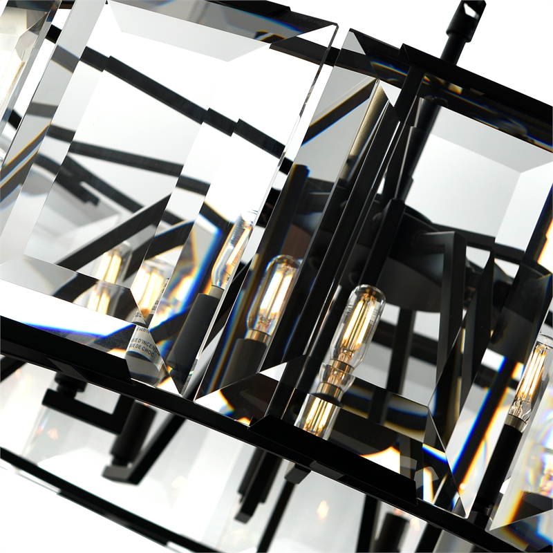 CWI Lighting Jacquet 12 Light Farmhouse Metal Chandelier in Black