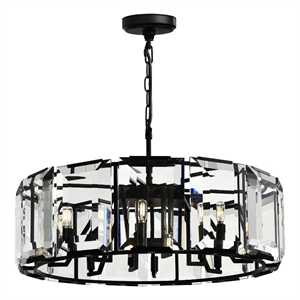 CWI Lighting Jacquet 12 Light Farmhouse Metal Chandelier in Black