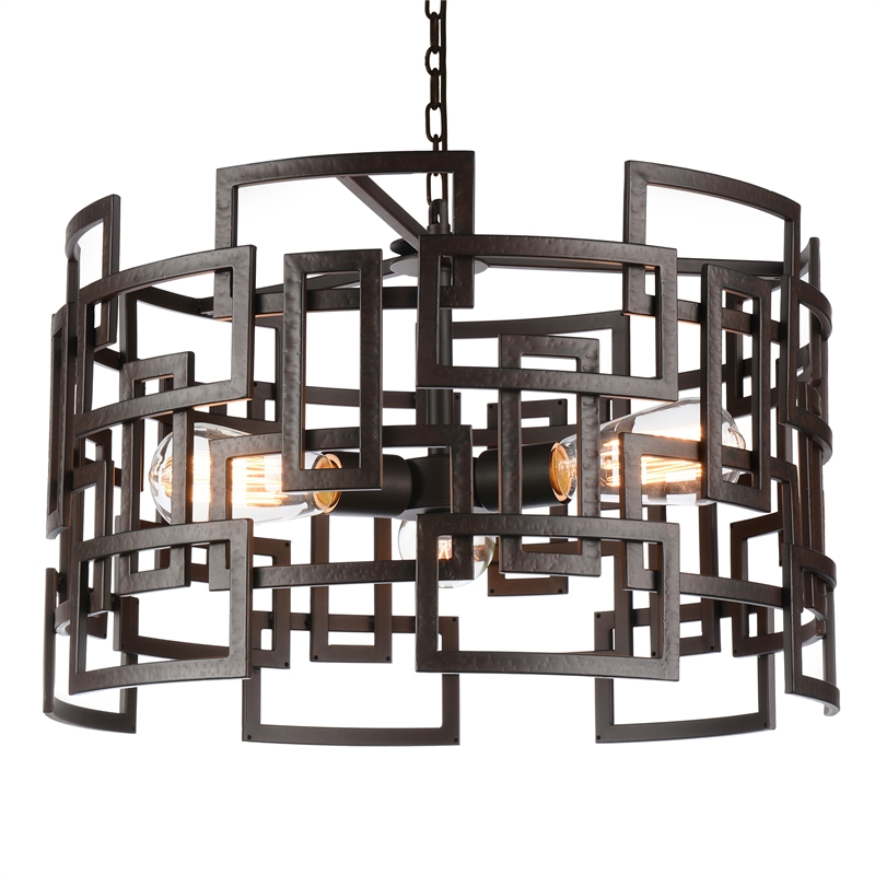 CWI Lighting Litani 3 Light Down Contemporary Metal Chandelier in Brown