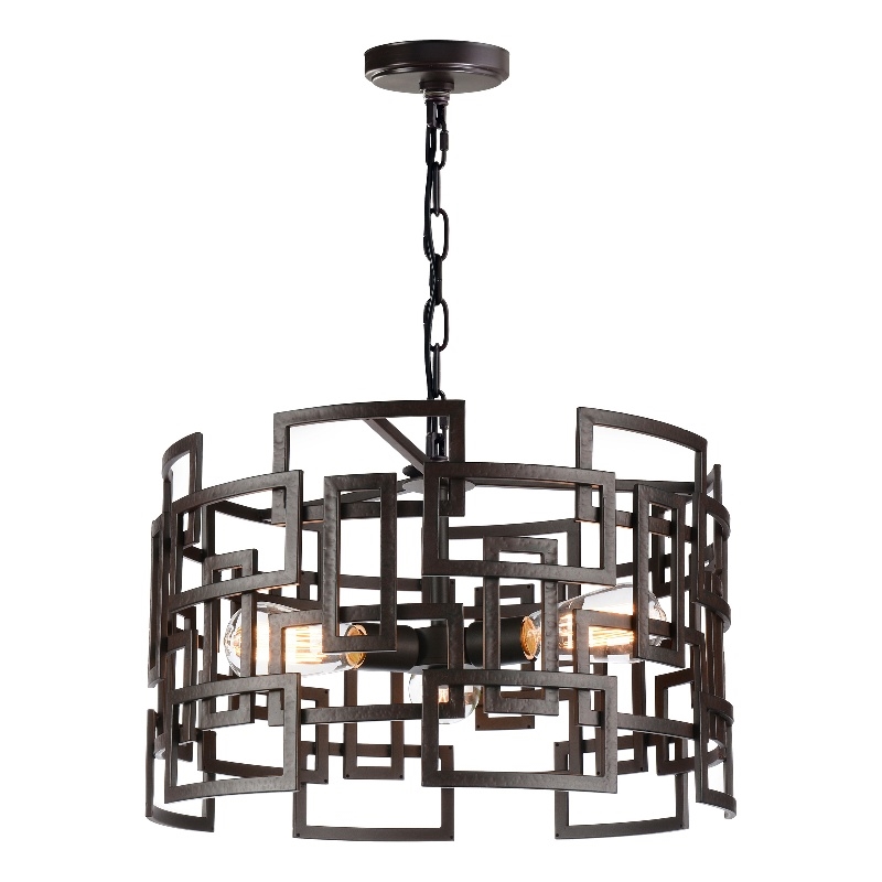 CWI Lighting Litani 3 Light Down Contemporary Metal Chandelier in Brown