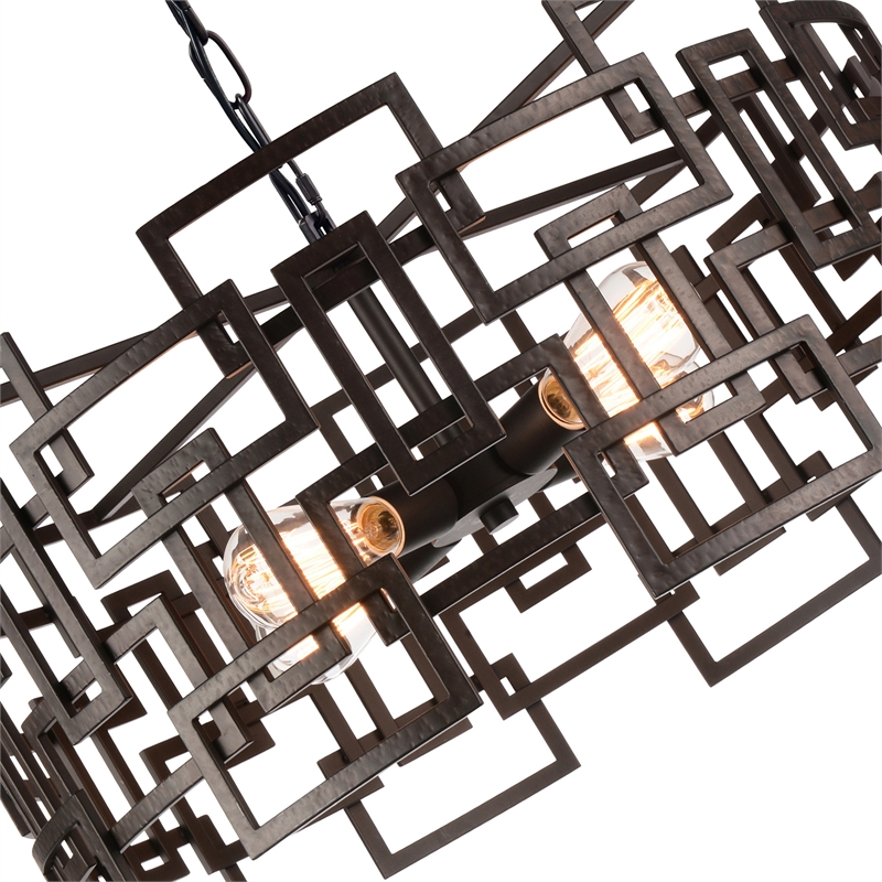 CWI Lighting Litani 4 Light Down Contemporary Metal Chandelier in Brown