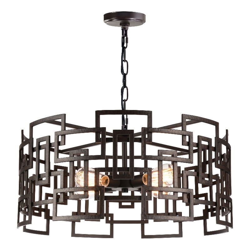 CWI Lighting Litani 4 Light Down Contemporary Metal Chandelier in Brown