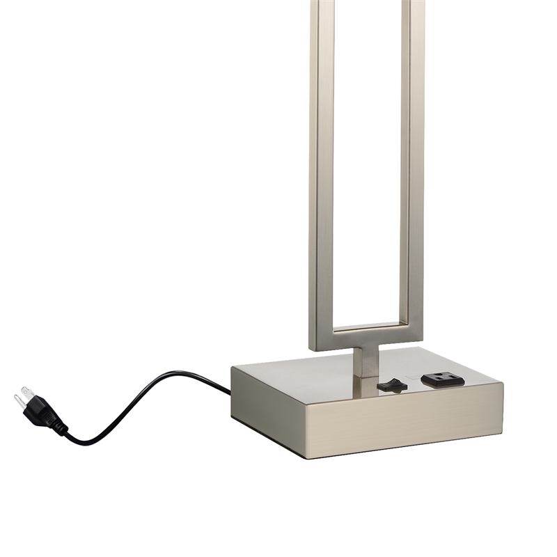 CWI Lighting Torren 1 Light Contemporary Metal Table Lamp in Satin Nickel