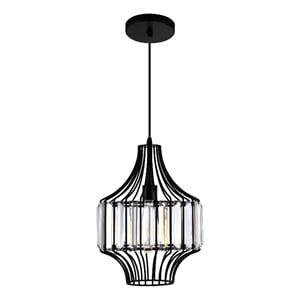CWI Lighting Alethia 1 Light Down Contemporary Metal Pendant in Black