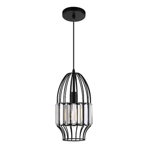 CWI Lighting Alethia 1 Light Down Contemporary Metal Mini Pendant in Black