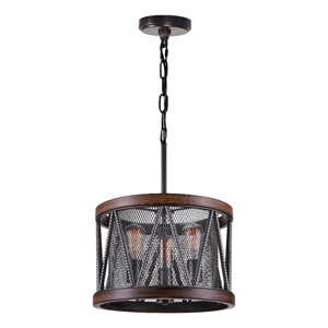 CWI Lighting Parsh 3 Light Drum Shade Farmhouse Metal Chandelier in Pewter