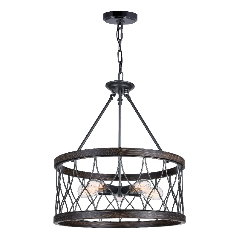 CWI Lighting Amazon 5 Light Metal Chandelier with Drum Shade in Gun Metal Black