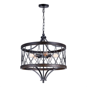 CWI Lighting Amazon 5 Light Drum Shade Metal Chandelier in Black