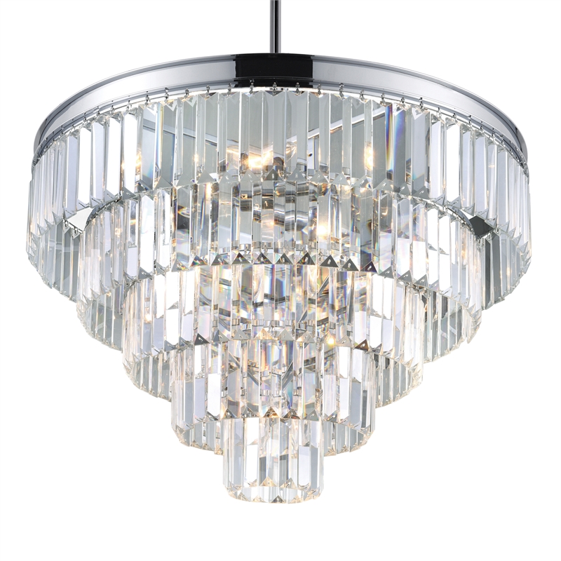 CWI Lighting Weiss 12 Light Down Transitional Metal Chandelier in Chrome