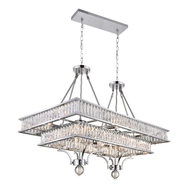 CWI Lighting Shalia 16 Light Traditional Metal Island Chandelier in Chrome