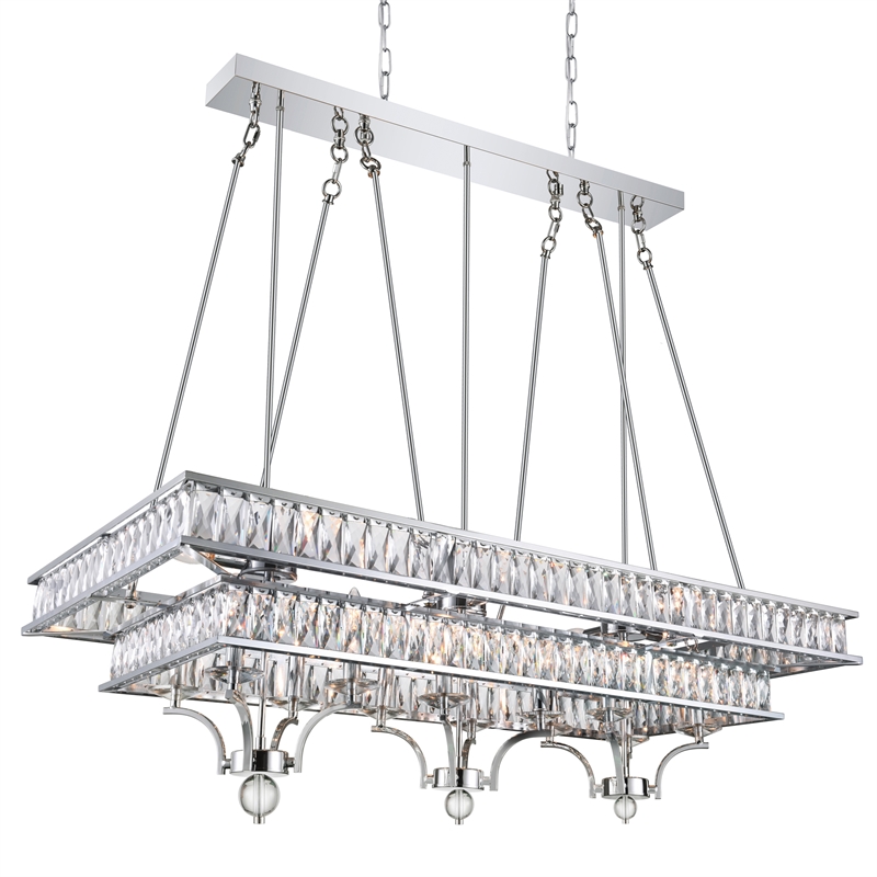 CWI Lighting Shalia 20 Light Traditional Metal Island Chandelier in Chrome