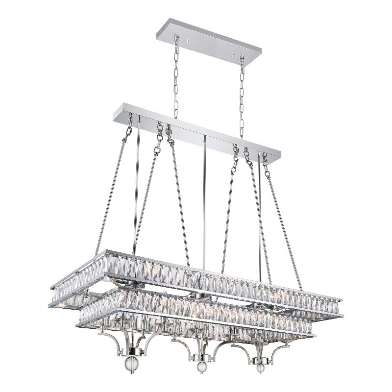 CWI Lighting Shalia 20 Light Traditional Metal Island Chandelier in Chrome