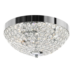 CWI Lighting Globe 3 Light Contemporary Metal Bowl Flush Mount in Chrome