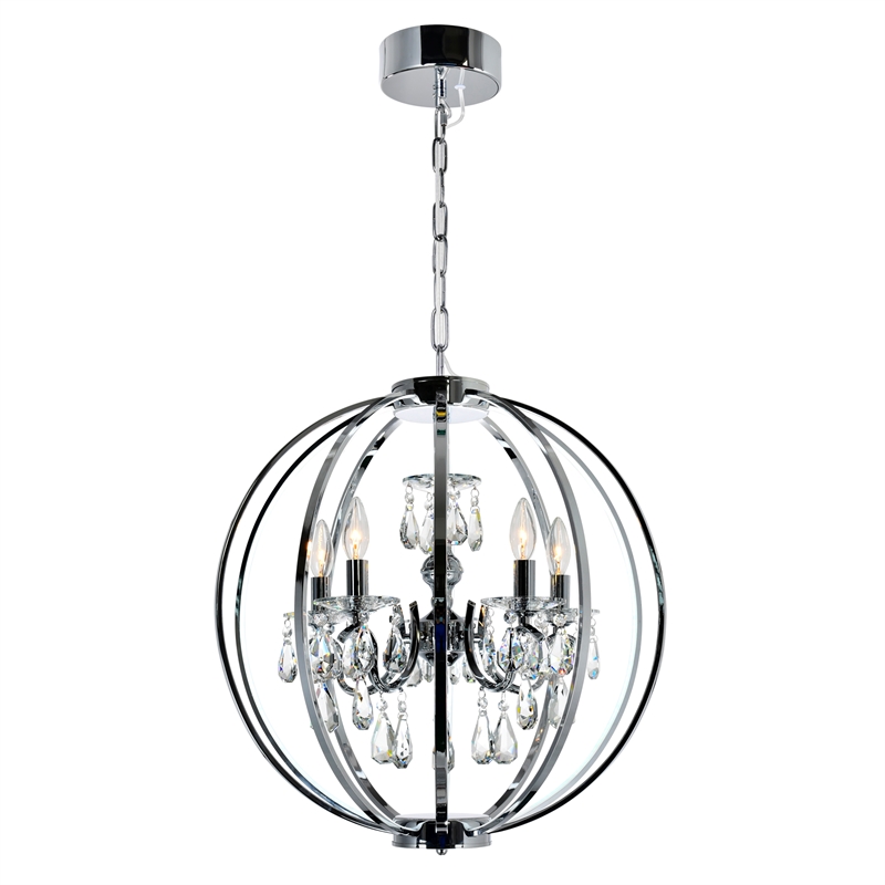 CWI Lighting Abia 5 Light Up Contemporary Metal Chandelier in Chrome