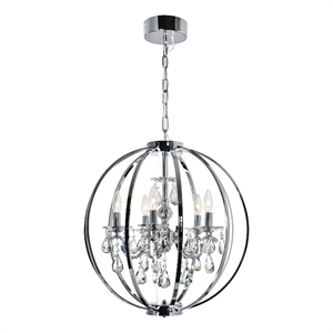 CWI Lighting Abia 5 Light Up Contemporary Metal Chandelier in Chrome