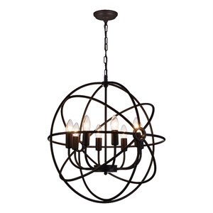 CWI Lighting Arza 8 Light Up Farmhouse Metal Chandelier in Brown